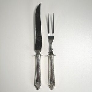 Vintage Antique Carving Set Sterling Silver 1919 Victorian French Old World 12"